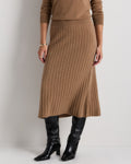 Quince Women's 100% Grade A Mongolian Cashmere Ribbed Midi Skirt