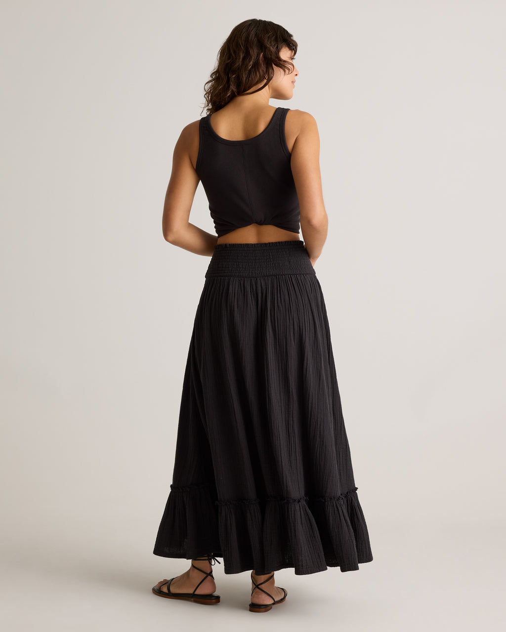 Quince Women's 100% Organic Cotton Gauze Smocked Maxi Skirt