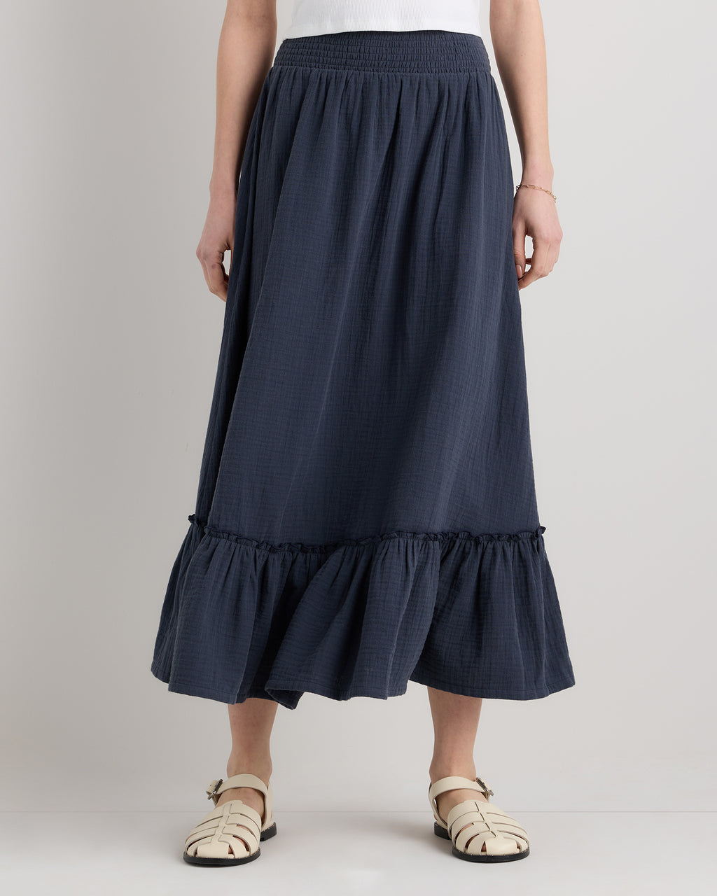 Quince Women's 100% Organic Cotton Gauze Smocked Maxi Skirt