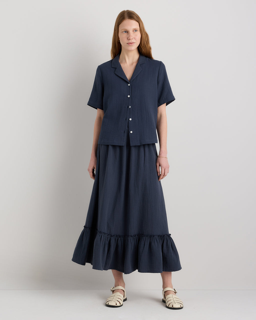 Quince Women's 100% Organic Cotton Gauze Smocked Maxi Skirt