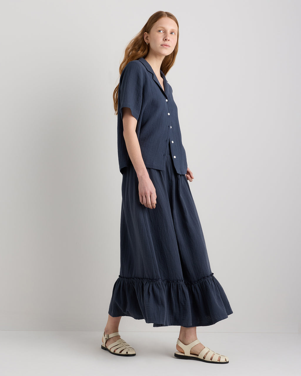 Quince Women's 100% Organic Cotton Gauze Smocked Maxi Skirt