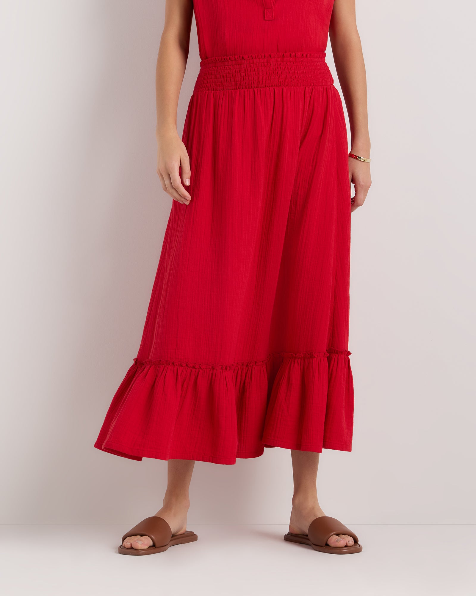 Quince Women's 100% Organic Cotton Gauze Smocked Maxi Skirt