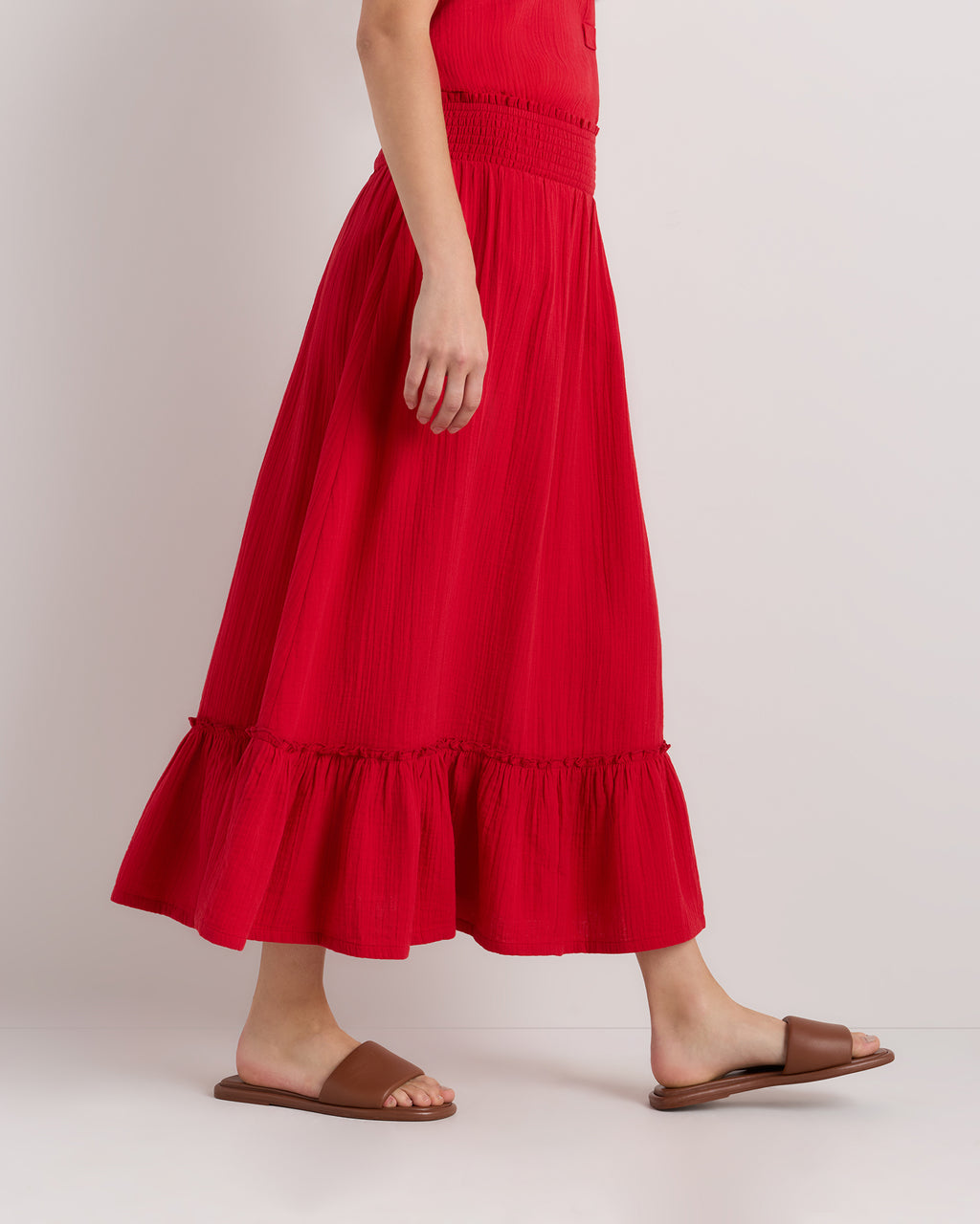 Quince Women's 100% Organic Cotton Gauze Smocked Maxi Skirt
