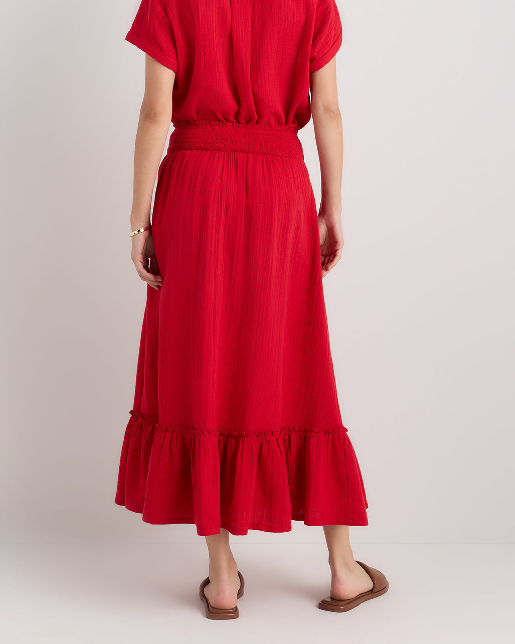 Quince Women's 100% Organic Cotton Gauze Smocked Maxi Skirt