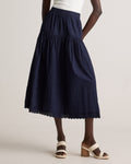 Quince Women's 100% Organic Cotton Poplin Pintuck Maxi Skirt