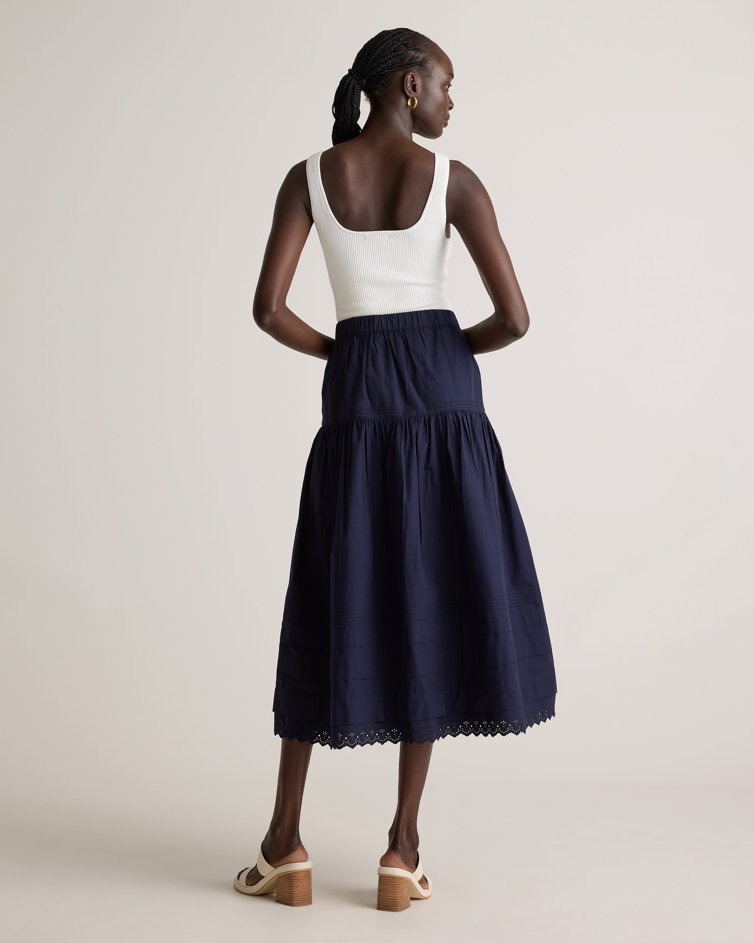Quince Women's 100% Organic Cotton Poplin Pintuck Maxi Skirt