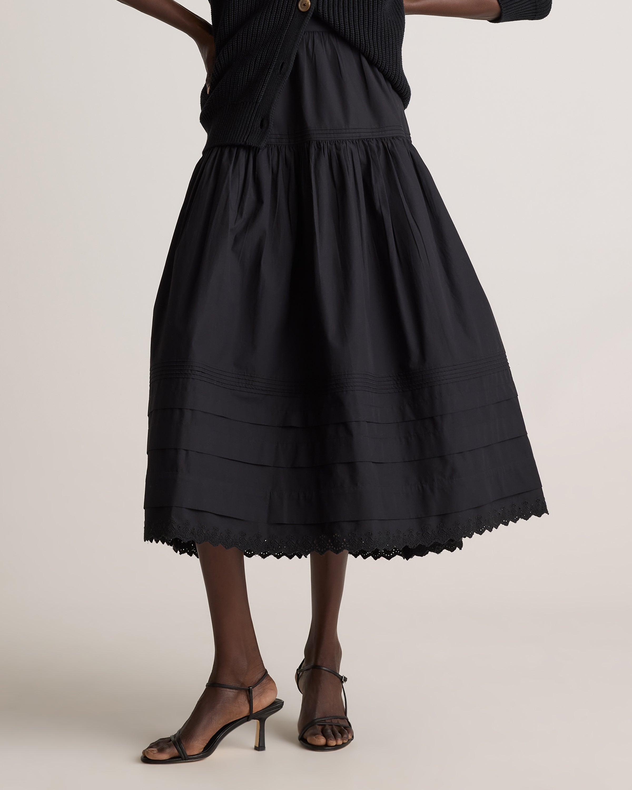 Quince Women's 100% Organic Cotton Poplin Pintuck Maxi Skirt