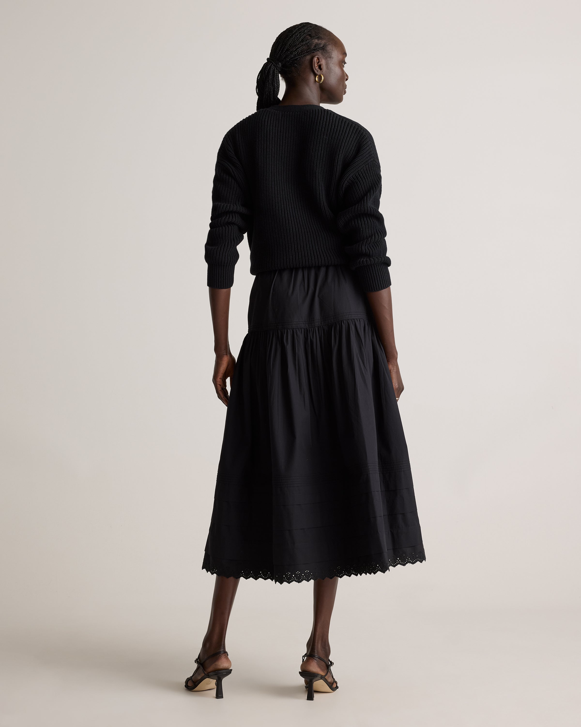 Quince Women's 100% Organic Cotton Poplin Pintuck Maxi Skirt