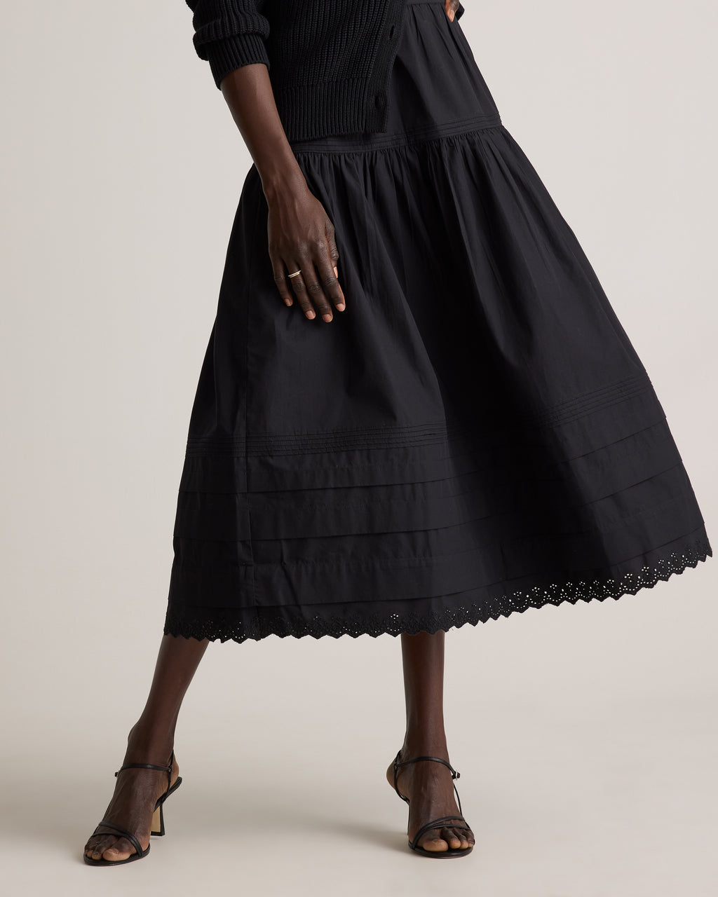 Quince Women's 100% Organic Cotton Poplin Pintuck Maxi Skirt