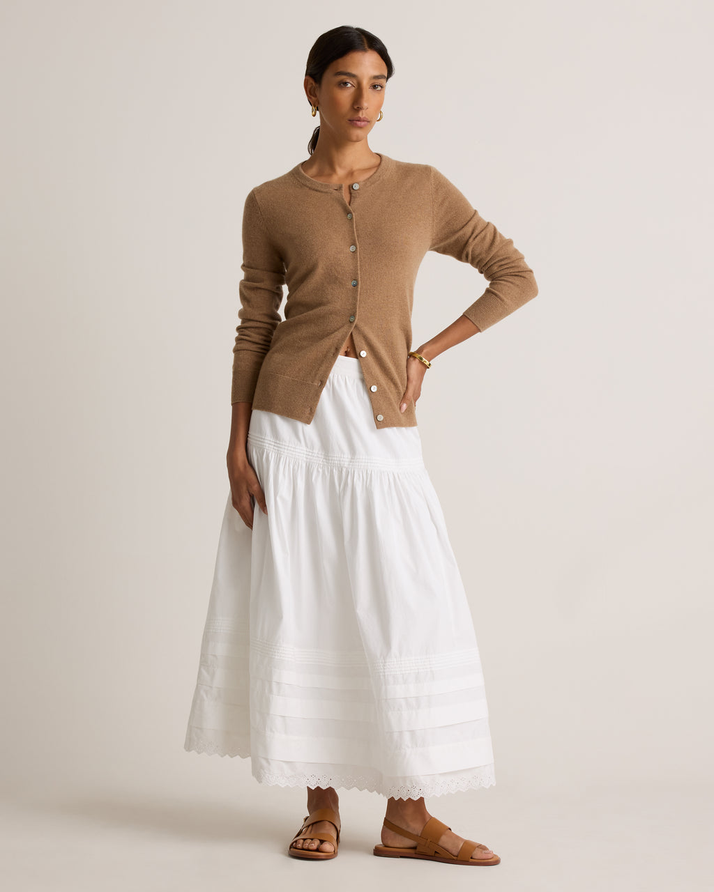 Quince Women's 100% Organic Cotton Poplin Pintuck Maxi Skirt