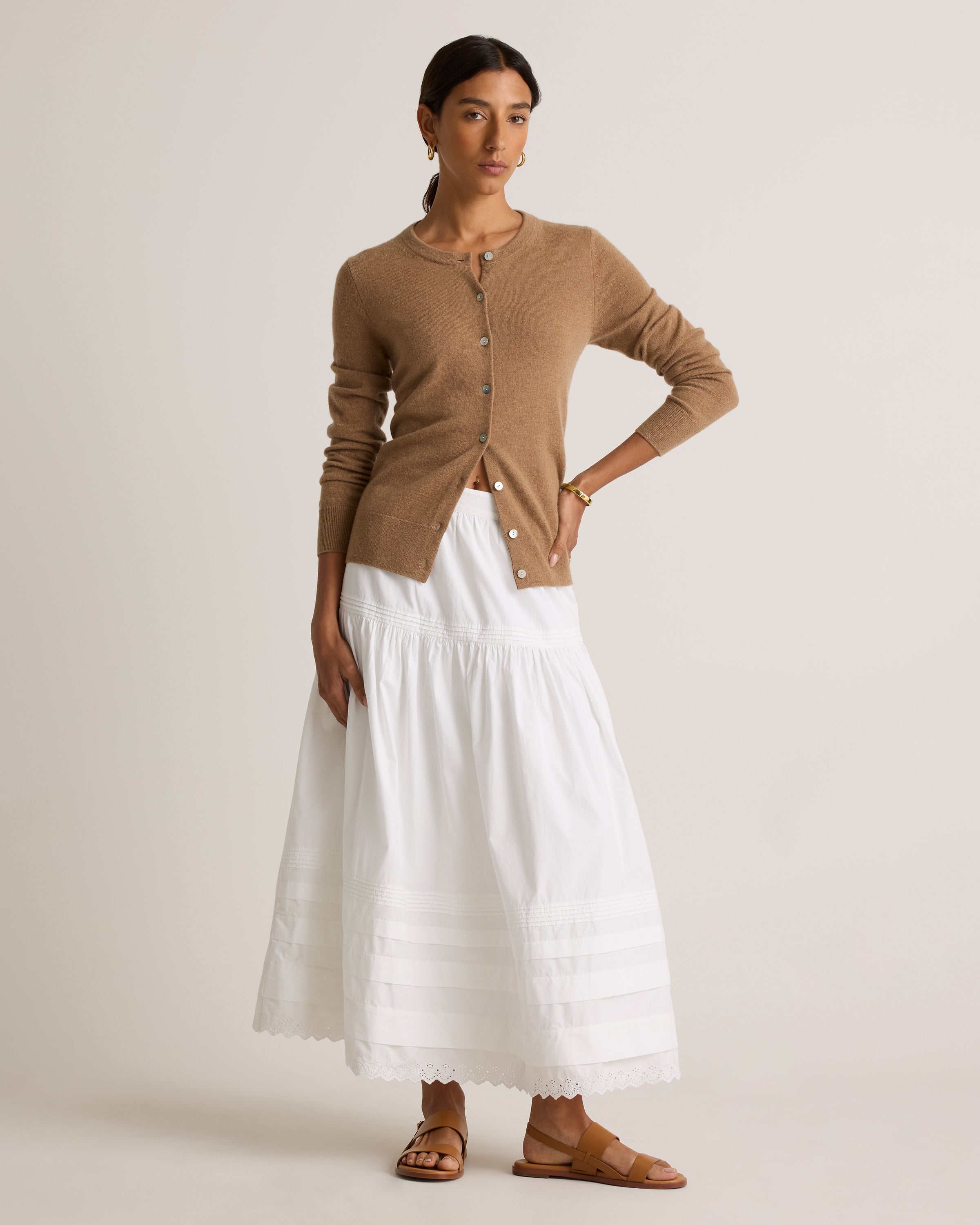Quince Women's 100% Organic Cotton Poplin Pintuck Maxi Skirt