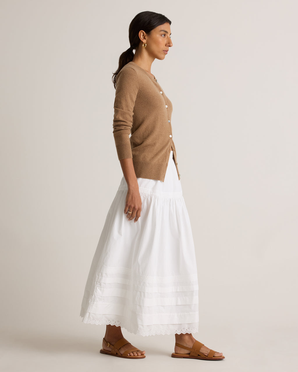 Quince Women's 100% Organic Cotton Poplin Pintuck Maxi Skirt
