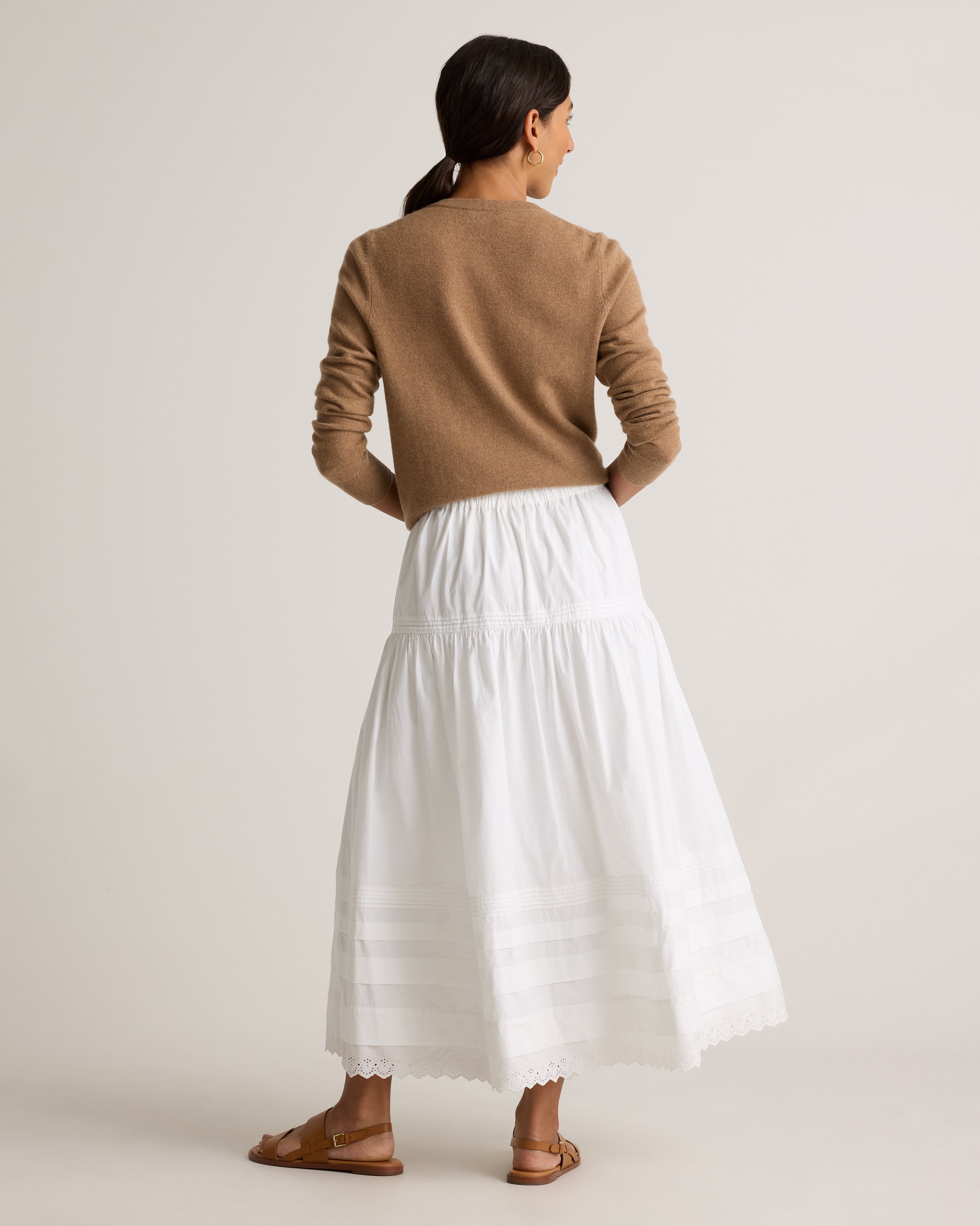 Quince Women's 100% Organic Cotton Poplin Pintuck Maxi Skirt