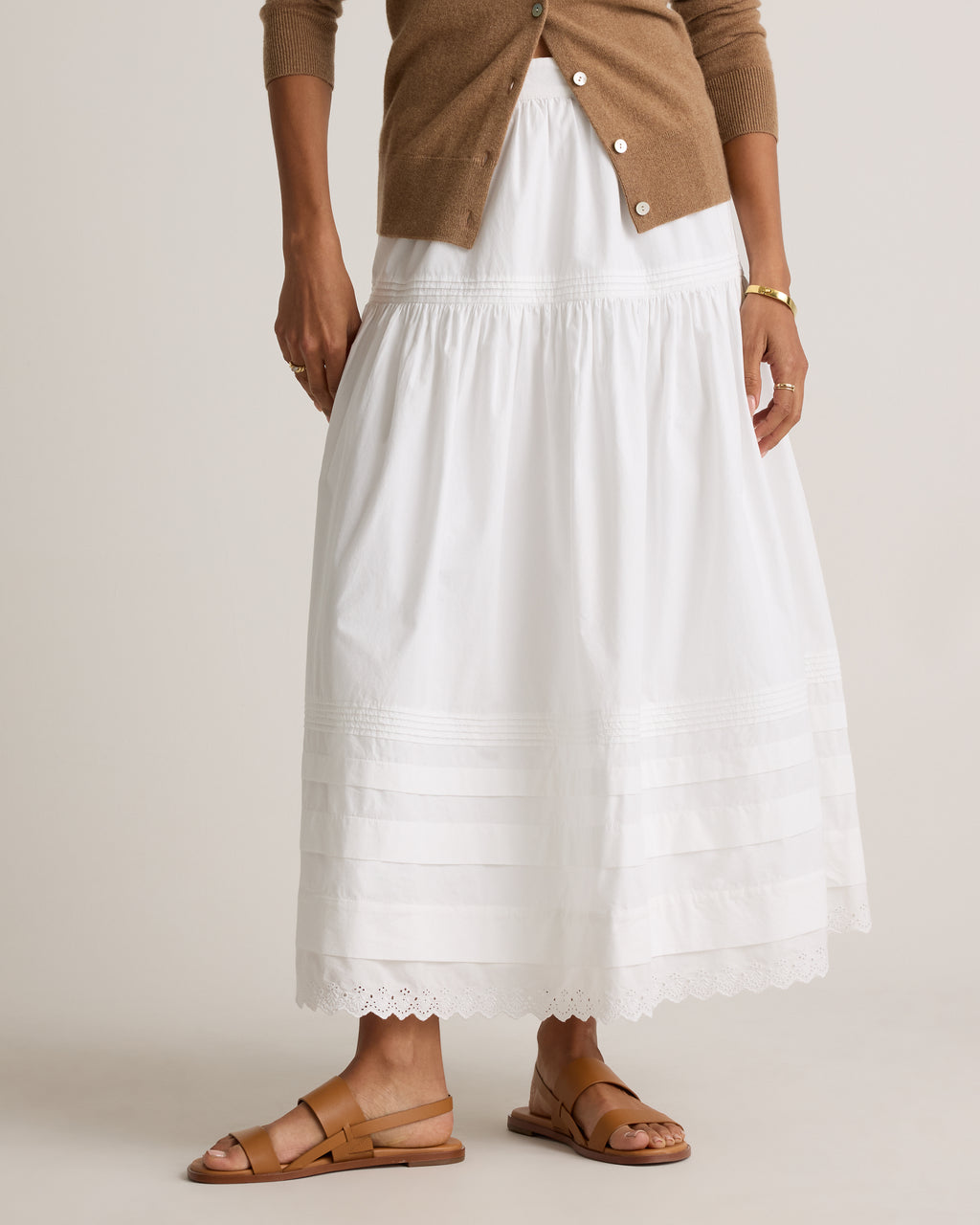 Quince Women's 100% Organic Cotton Poplin Pintuck Maxi Skirt