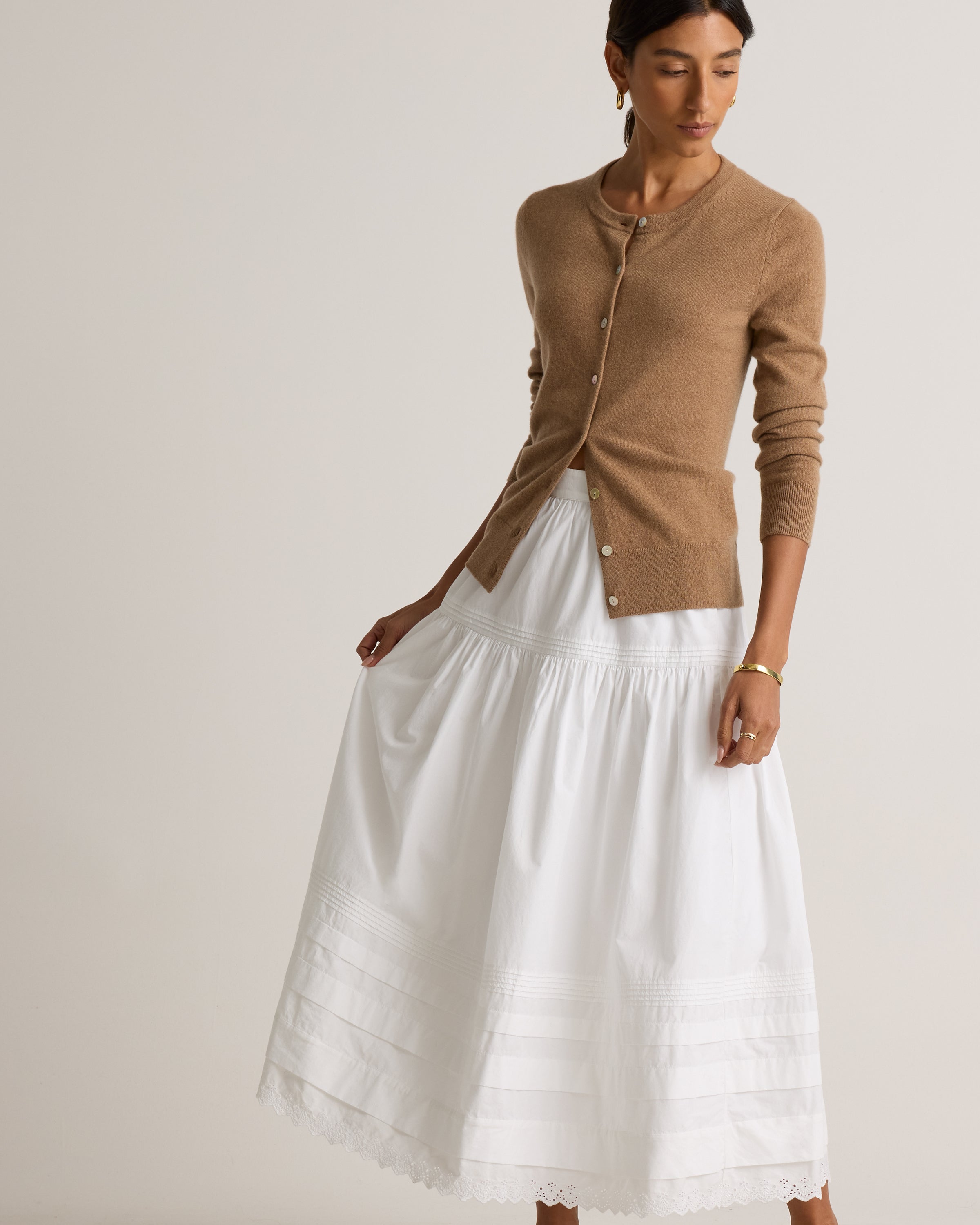 Quince Women's 100% Organic Cotton Poplin Pintuck Maxi Skirt