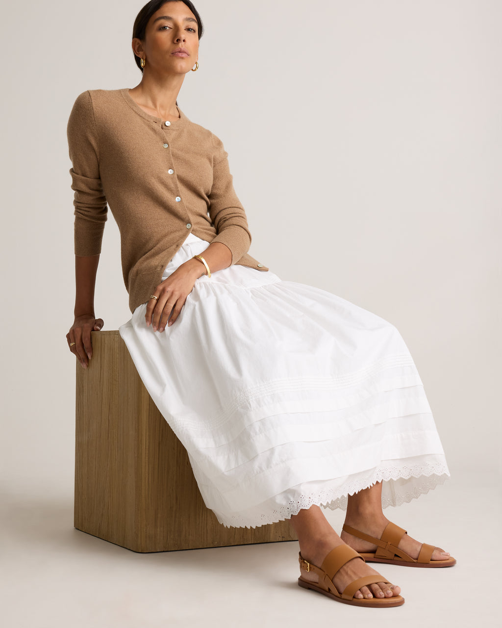 Quince Women's 100% Organic Cotton Poplin Pintuck Maxi Skirt