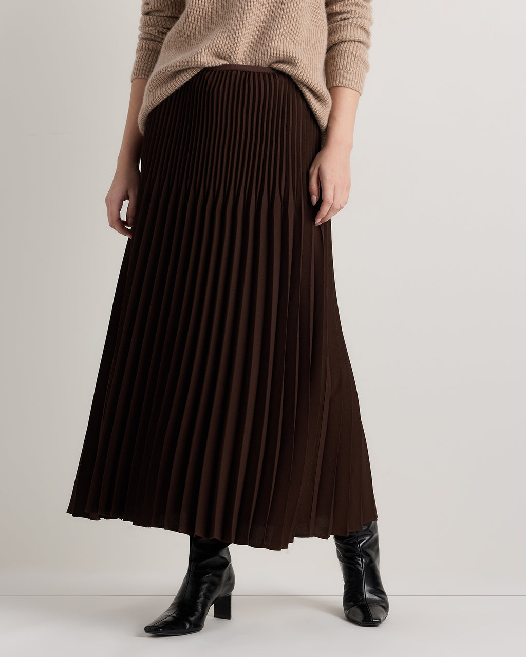 Quince Women's 100% Recycled Polyester Pleated Matte Midi Skirt
