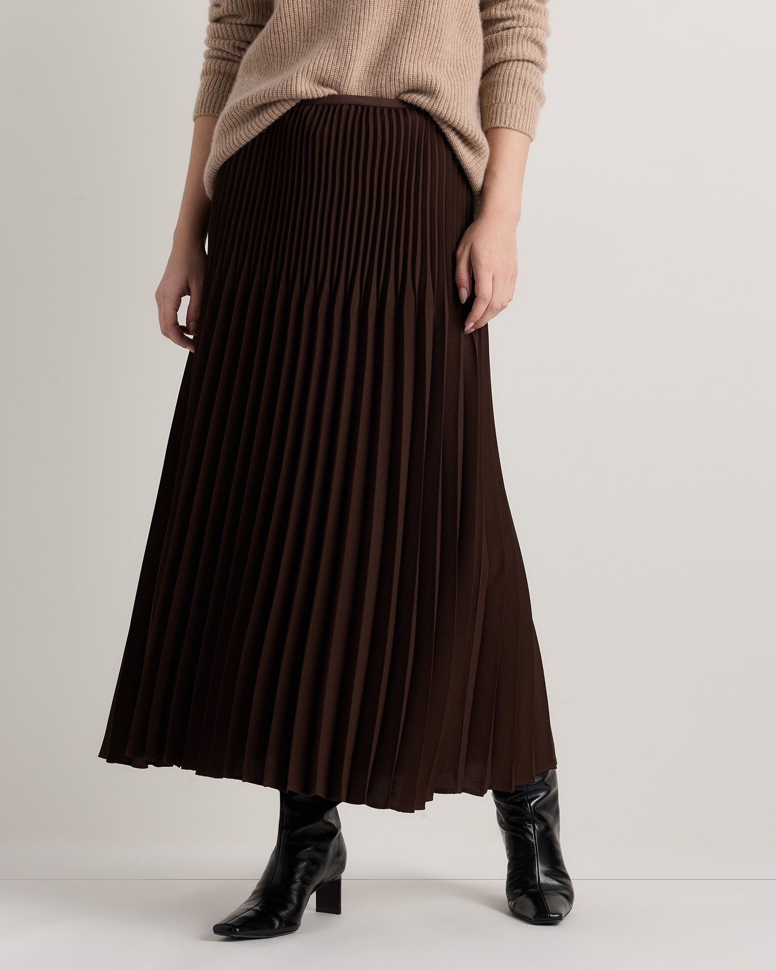 Quince Women's 100% Recycled Polyester Pleated Matte Midi Skirt