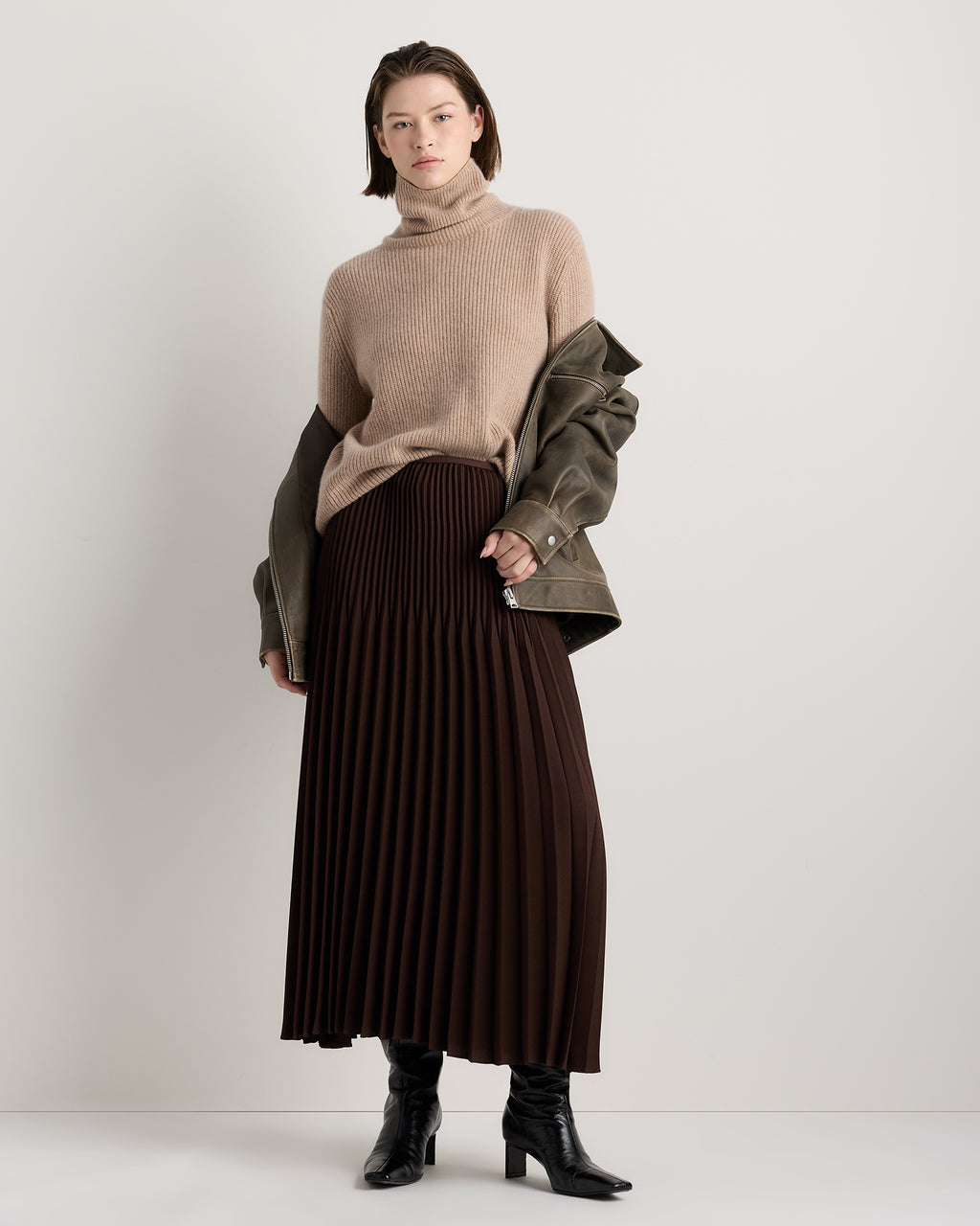 Quince Women's Pleated Matte Midi Skirt