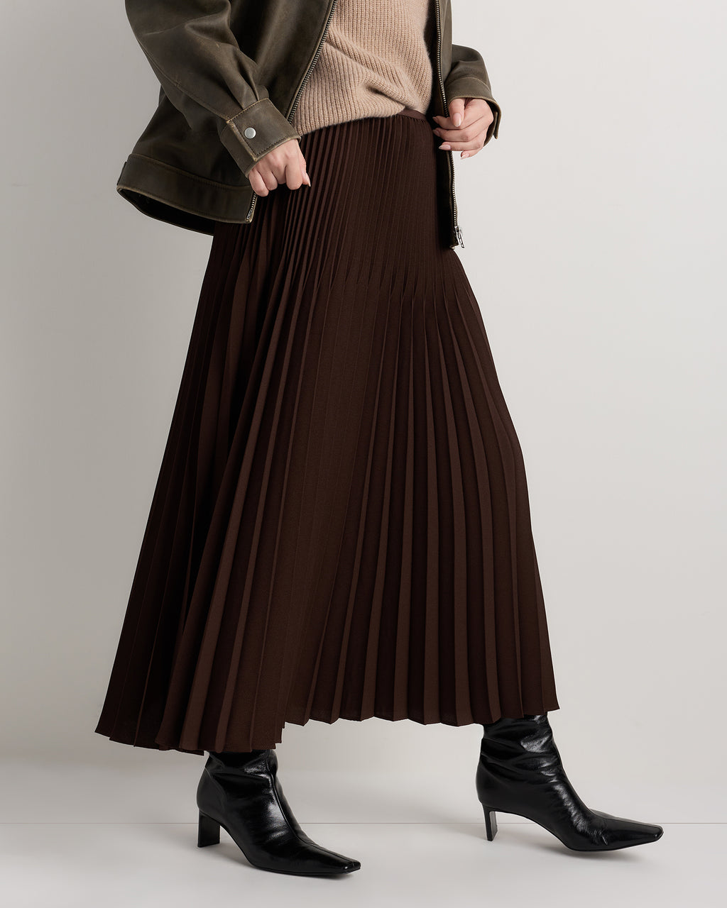 Quince Women's Pleated Matte Midi Skirt