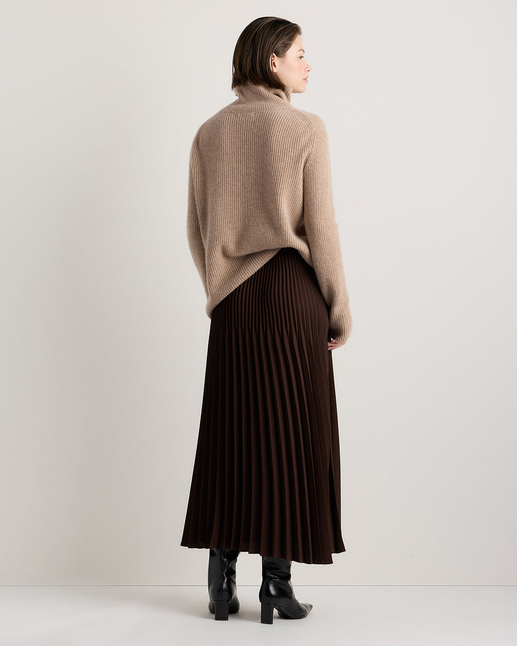 Quince Women's 100% Recycled Polyester Pleated Matte Midi Skirt