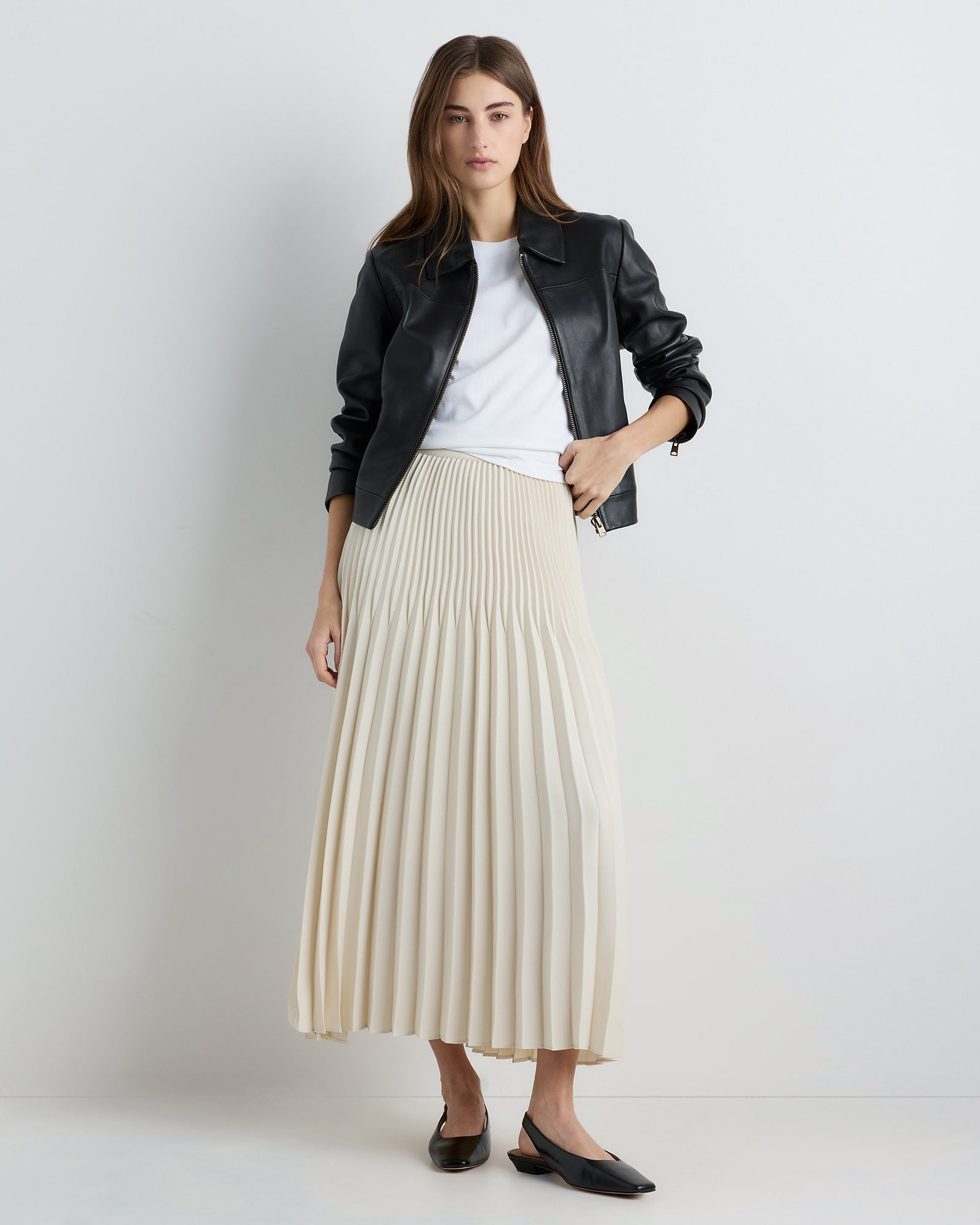 Quince Women's Pleated Matte Midi Skirt