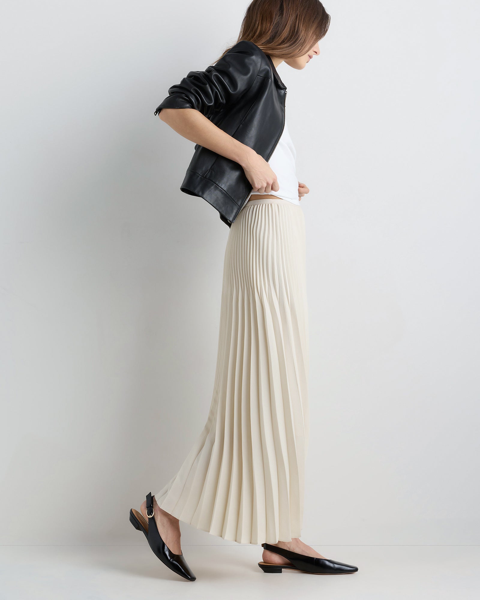 Quince Women's Pleated Matte Midi Skirt