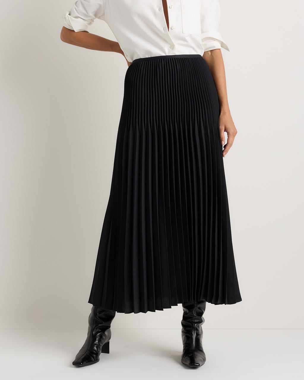 Quince Women's Pleated Matte Midi Skirt