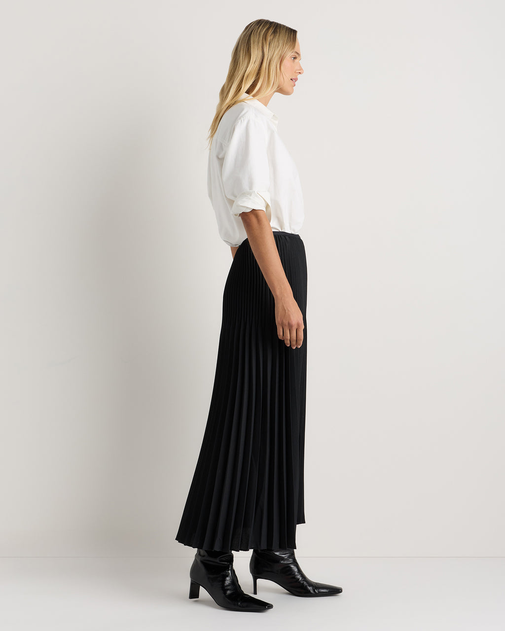 Quince Women's Pleated Matte Midi Skirt