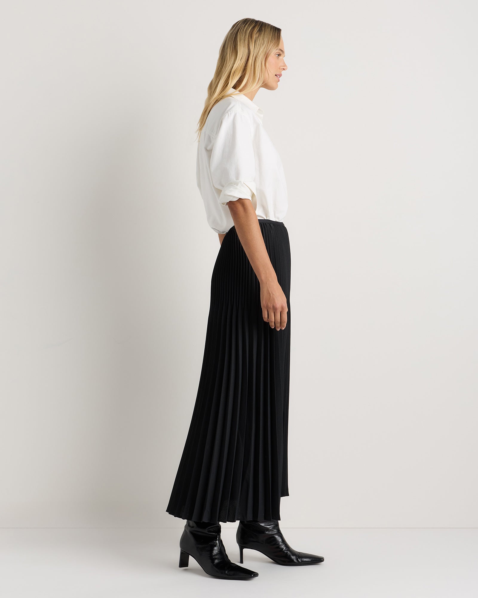 Quince Women's Pleated Matte Midi Skirt