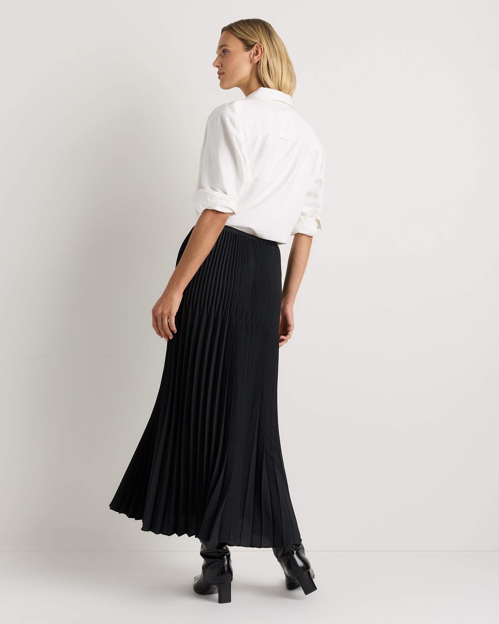 Quince Women's Pleated Matte Midi Skirt