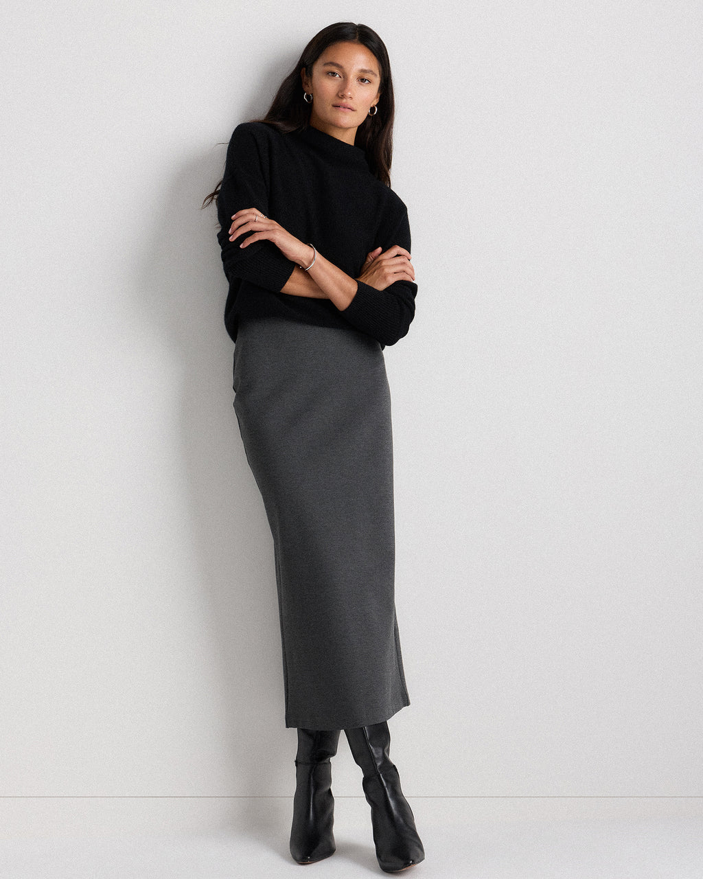 Quince Women's Ultra-Stretch Ponte Maxi Pencil Skirt
