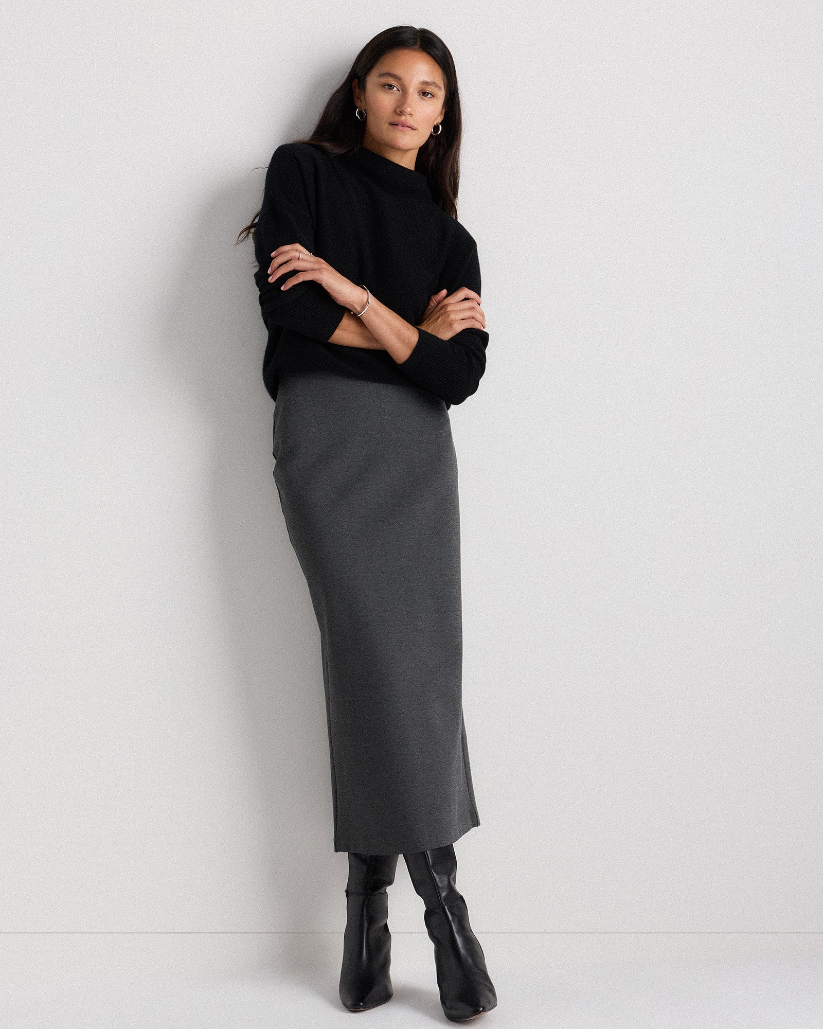 Quince Women's Ultra-Stretch Ponte Maxi Pencil Skirt
