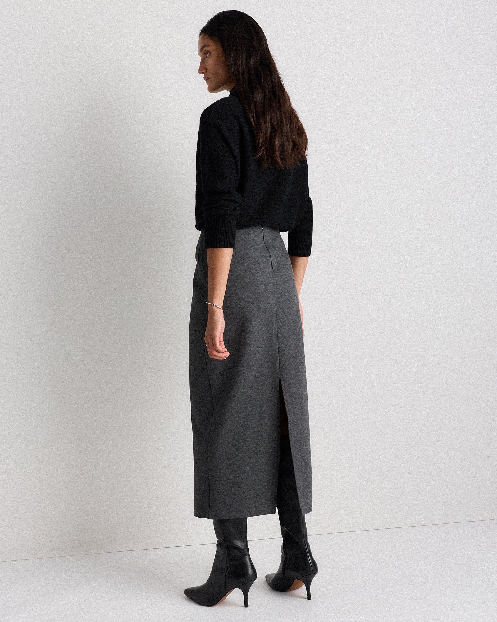 Quince Women's Ultra-Stretch Ponte Maxi Pencil Skirt