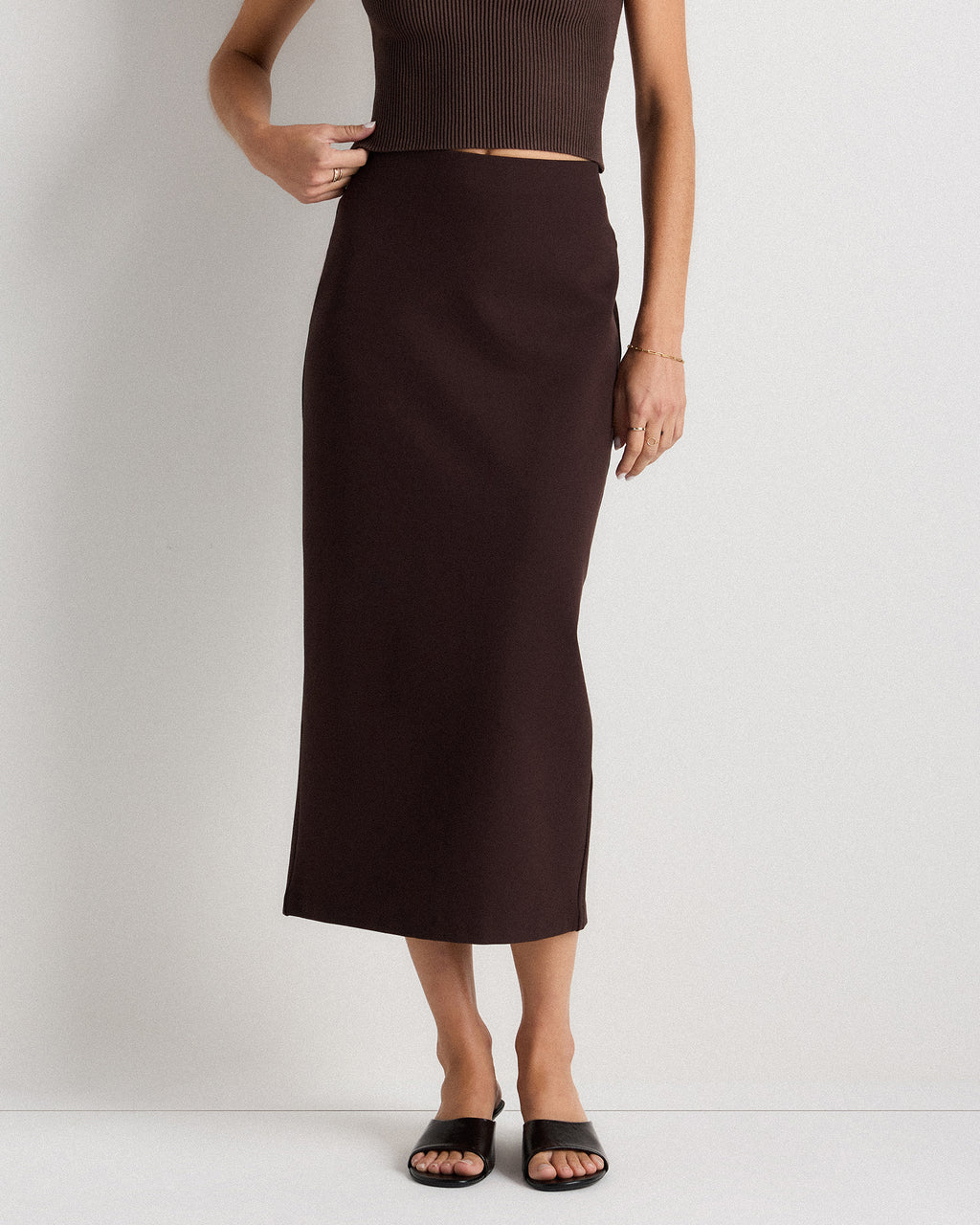 Quince Women's Ultra-Stretch Ponte Maxi Pencil Skirt