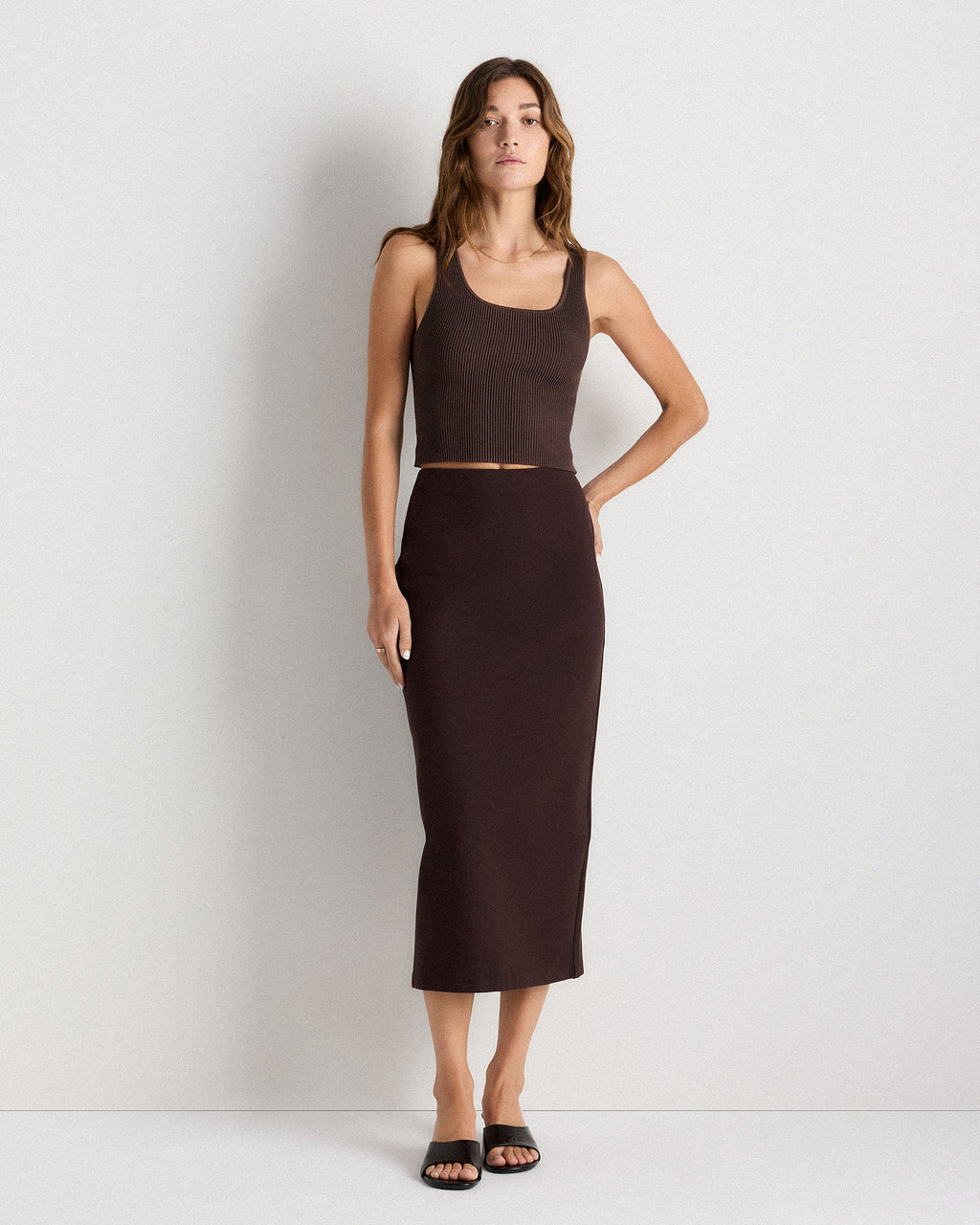 Quince Women's Ultra-Stretch Ponte Maxi Pencil Skirt
