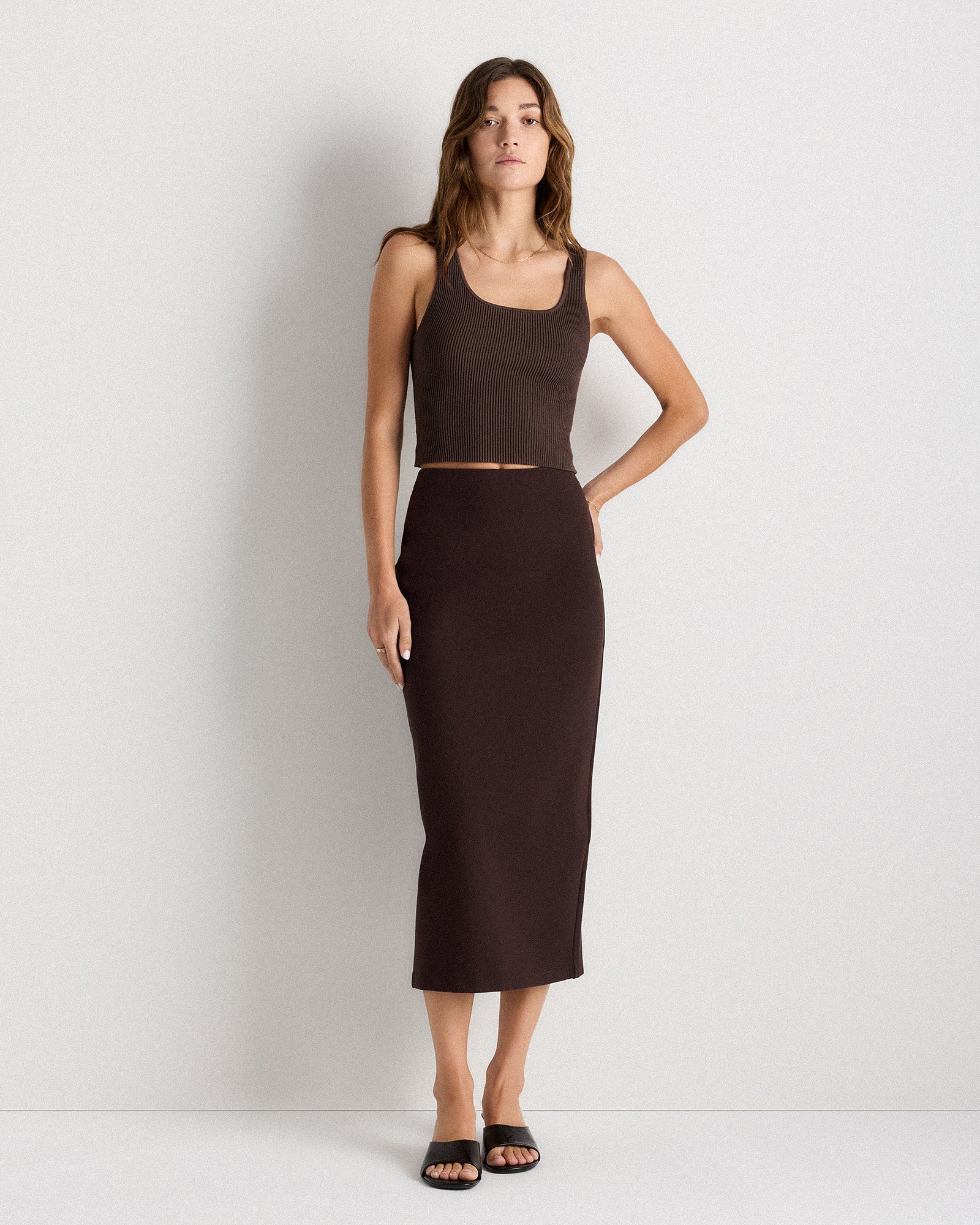 Quince Women's Ultra-Stretch Ponte Maxi Pencil Skirt