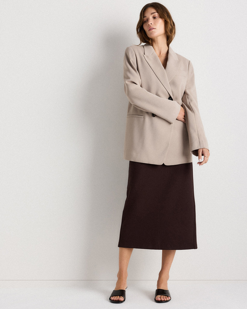 Quince Women's Ultra-Stretch Ponte Maxi Pencil Skirt