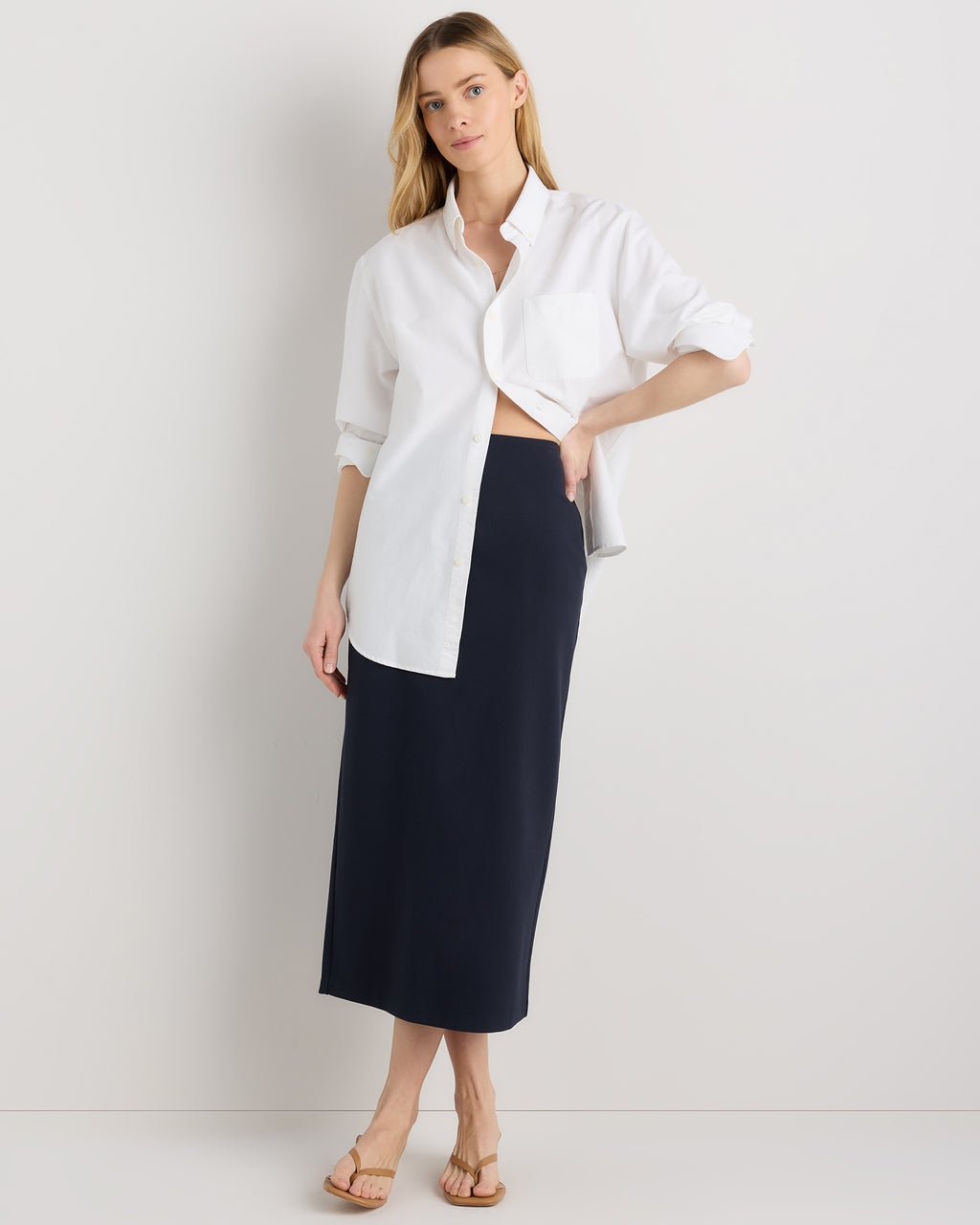 Quince Women's Ultra-Stretch Ponte Maxi Pencil Skirt