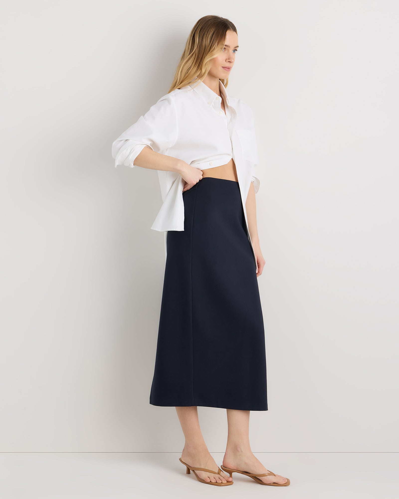 Quince Women's Ultra-Stretch Ponte Maxi Pencil Skirt