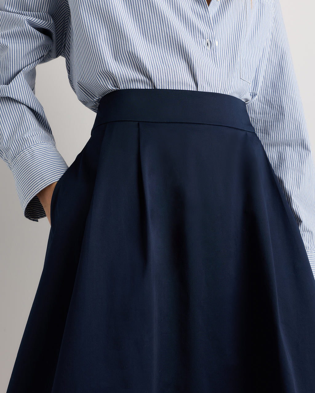Quince Women's Organic Cotton Sateen A-Line Midi Skirt