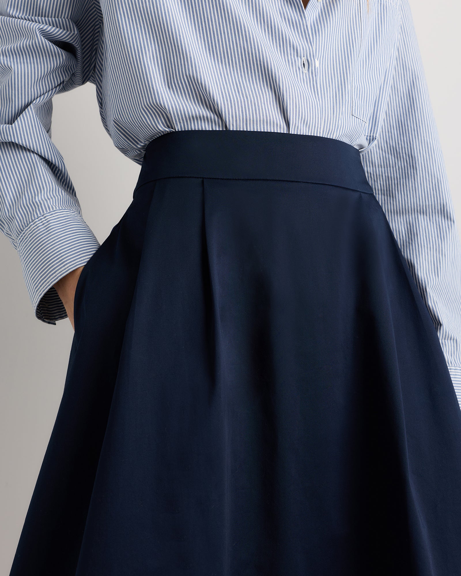 Quince Women's Organic Cotton Sateen A-Line Midi Skirt