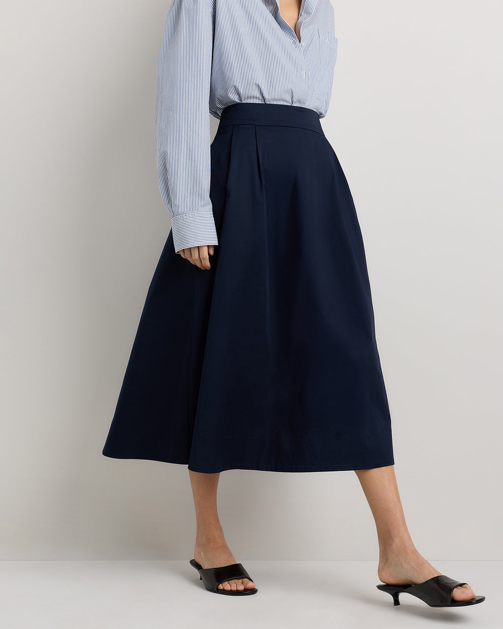 Quince Women's Organic Cotton Sateen A-Line Midi Skirt