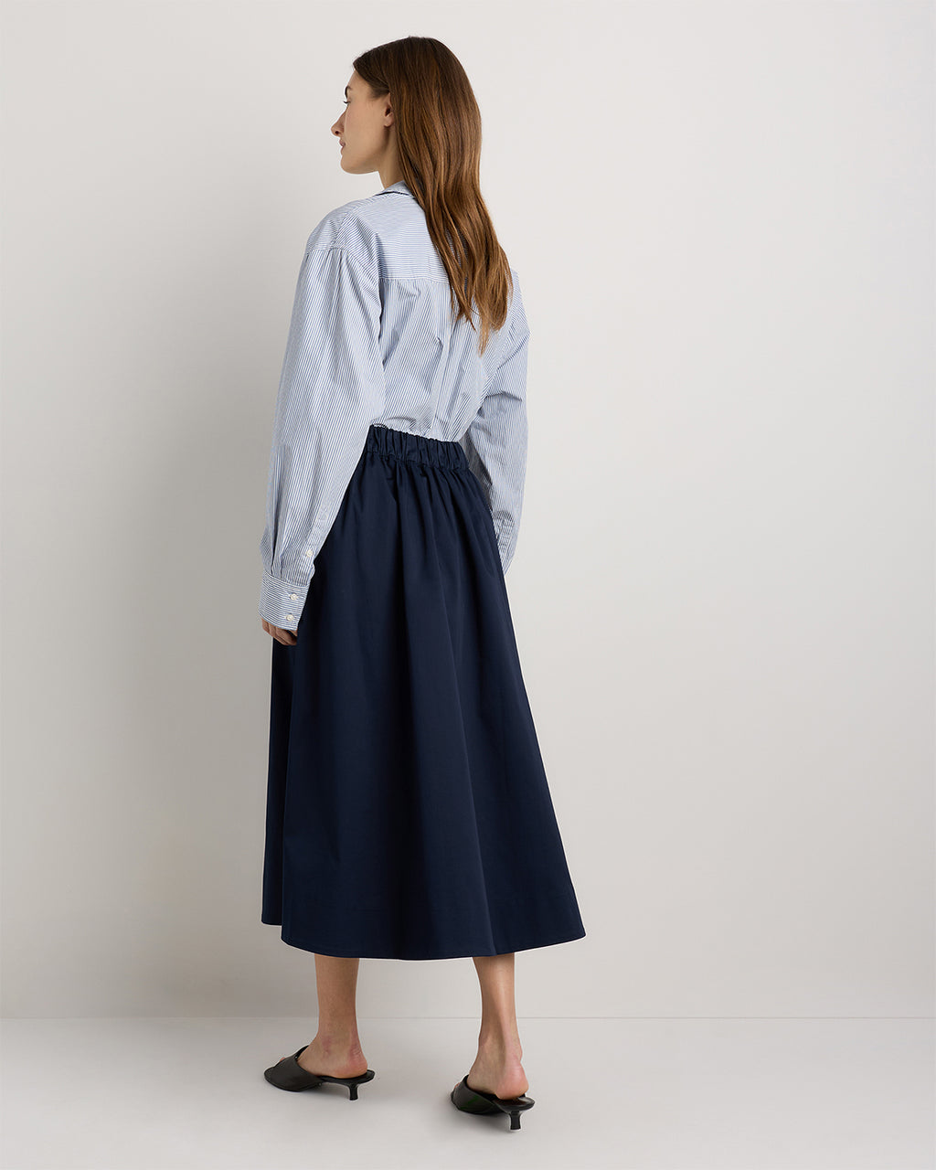 Quince Women's Organic Cotton Sateen A-Line Midi Skirt