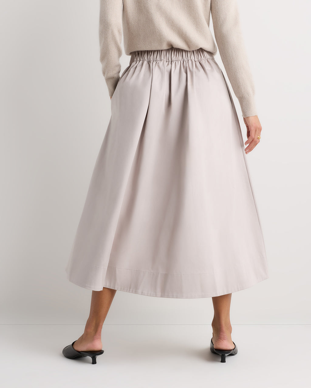 Quince Women's Organic Cotton Sateen A-Line Midi Skirt