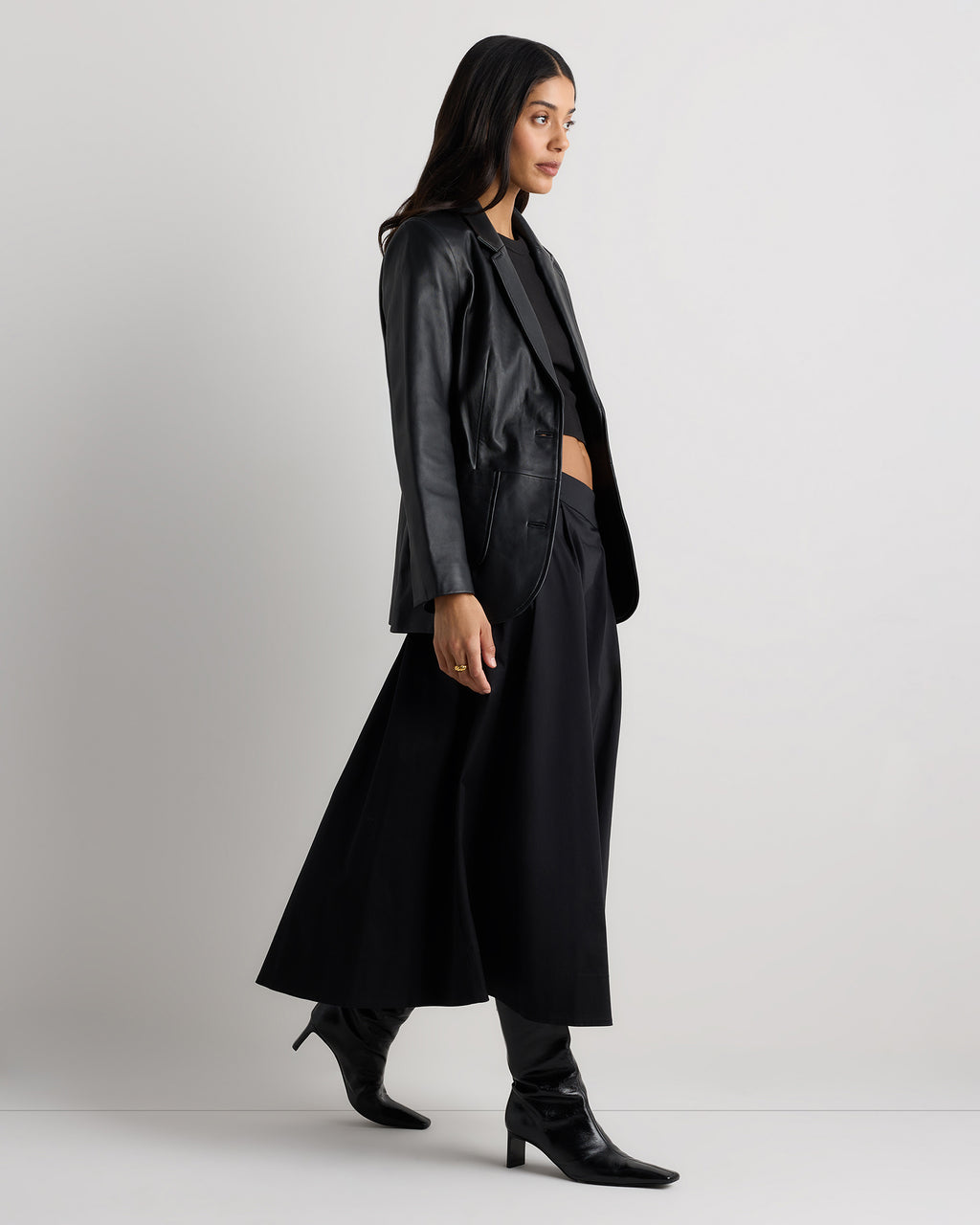 Quince Women's Organic Cotton Sateen A-Line Midi Skirt
