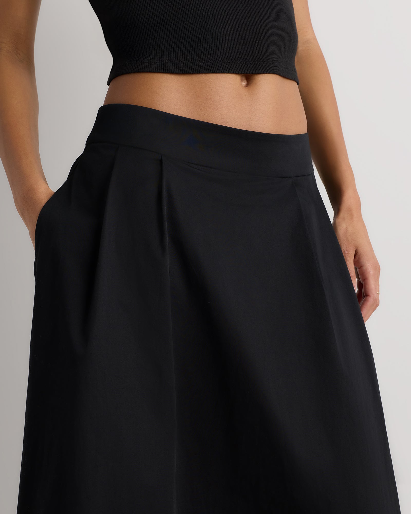 Quince Women's Organic Cotton Sateen A-Line Midi Skirt