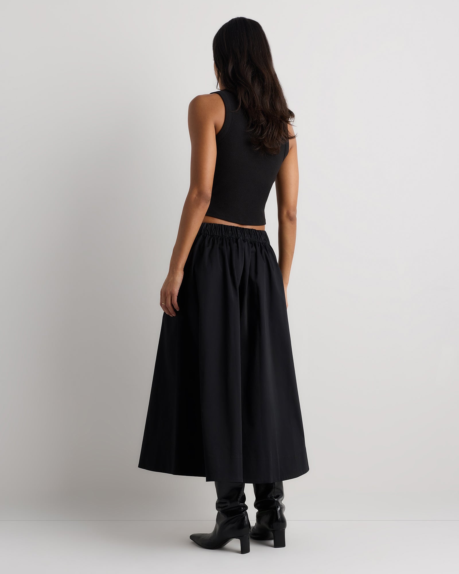 Quince Women's Organic Cotton Sateen A-Line Midi Skirt