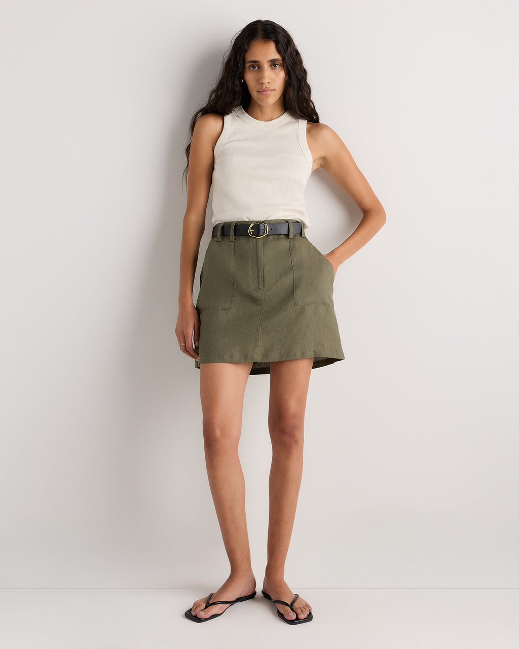 Quince Women's 100% European Linen Utility Skort