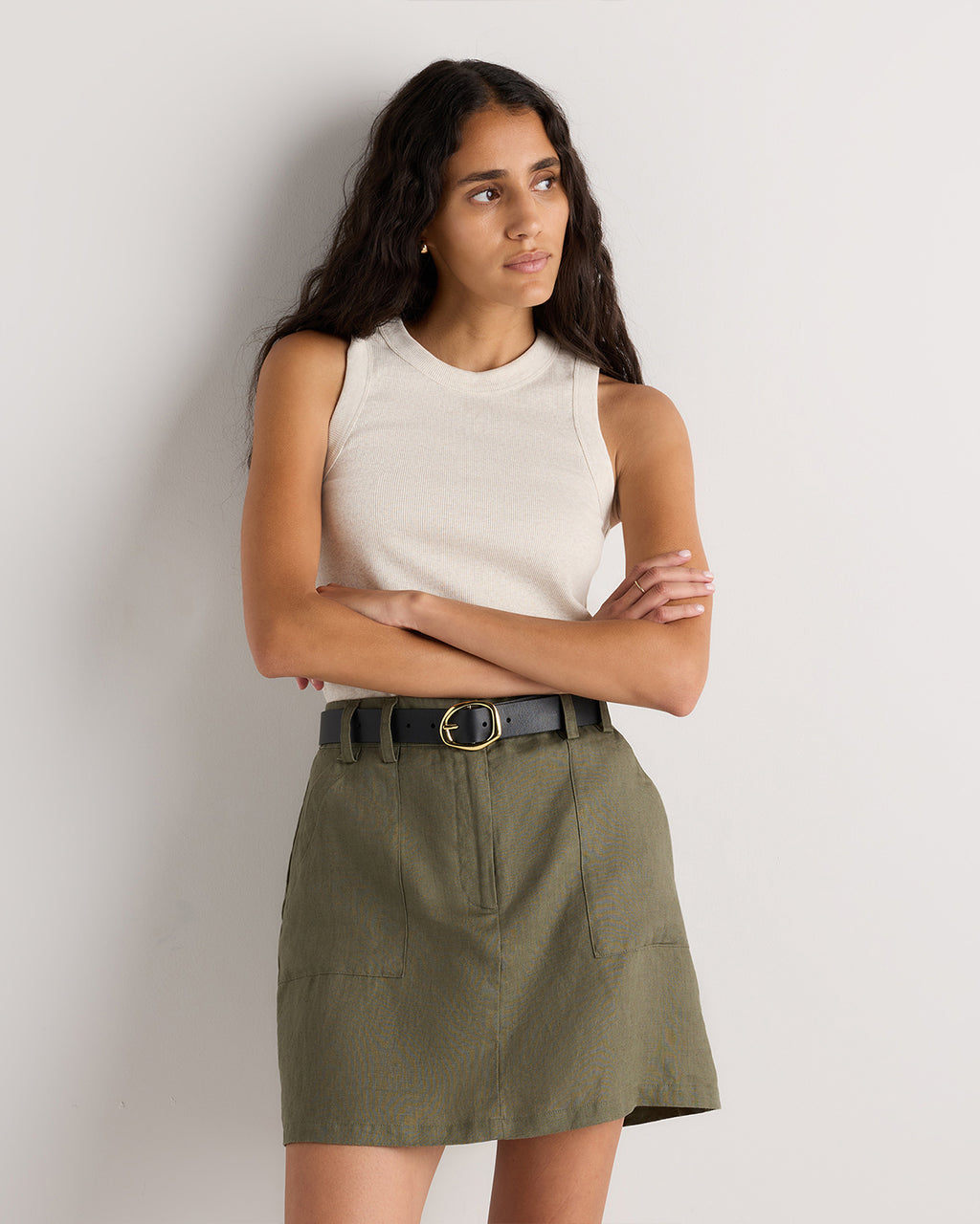 Quince Women's 100% European Linen Utility Skort